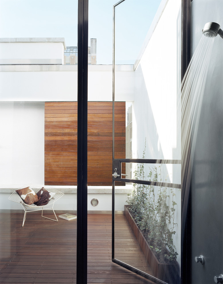 Modern Shower Doors Patio Modern with Blackened Metal Chair Courtyard