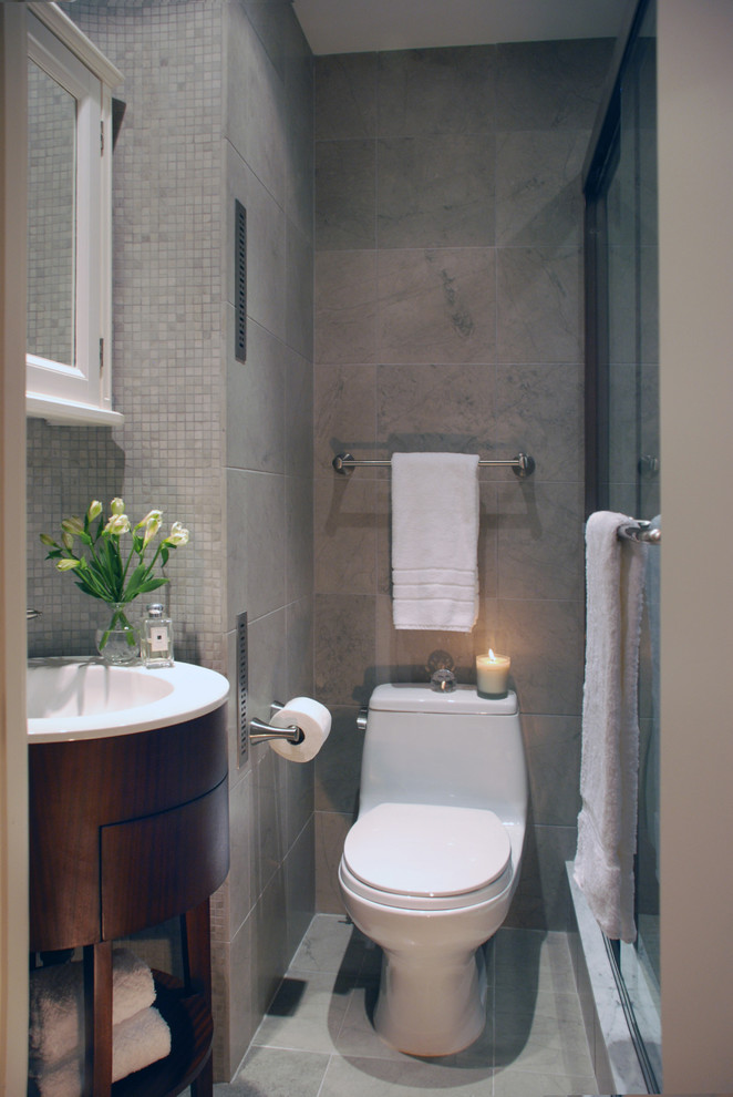 Modern Small Bathroom Design Bathroom Transitional with Candle Console Sink Dark