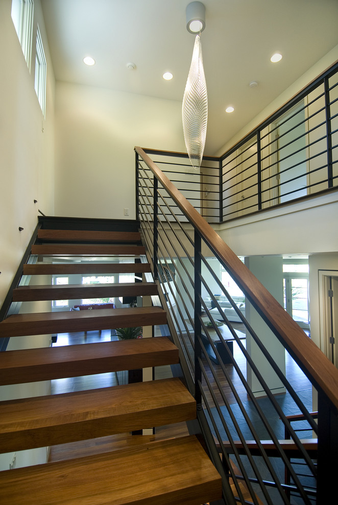 Modern Stair Railing Staircase Modern with Ceiling Lighting Hanging Sculpture1