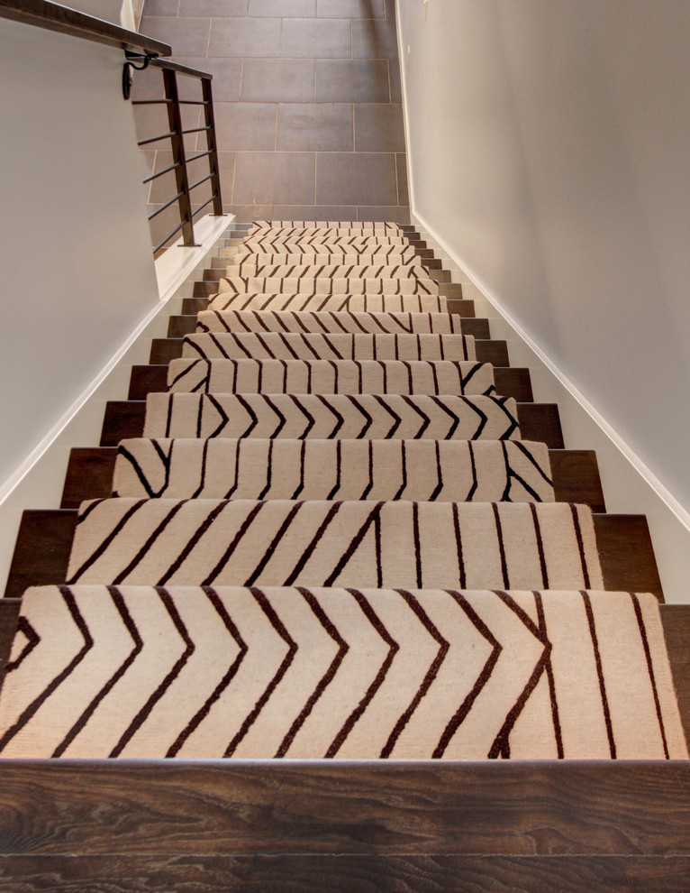 Modern Stair Runner Staircase Contemporary with Ango Area Rugs Blue