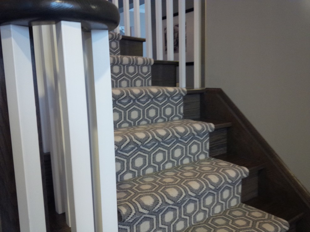 Modern Stair Runner Staircase Traditional with Animal Print Carpet Beige