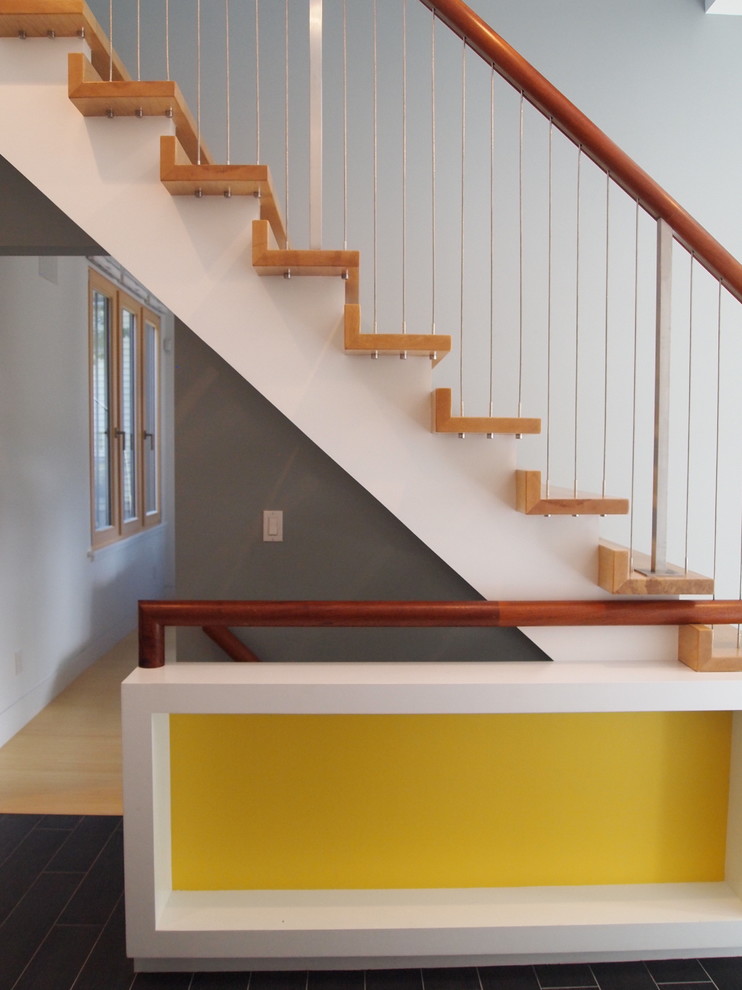 Modern Stair Treads Staircase Modern with Custom Handrail Custom Stairs1