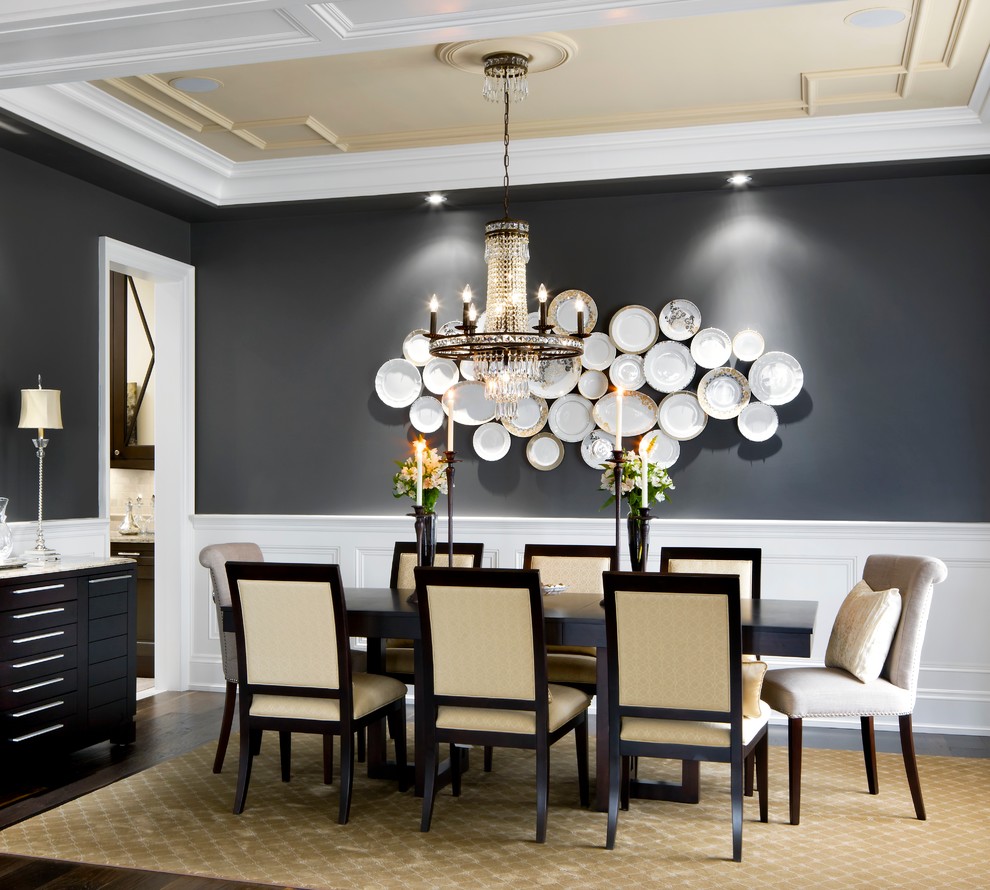 Modern Switch Plates Dining Room Traditional with Charcoal Wall Crystal Chandelier