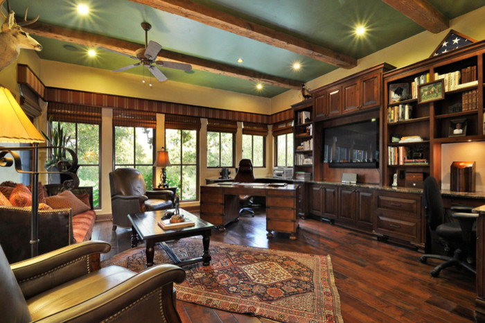 Modern Task Chair Home Office Mediterranean with Rustic Timber Beams Tuscan