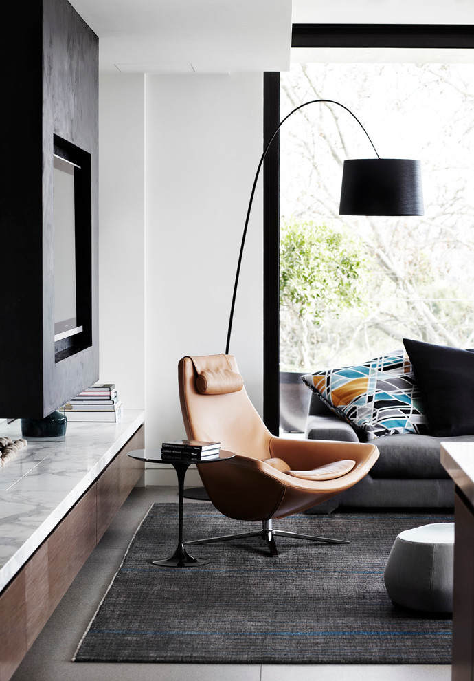 Modern Task Chair Living Room Contemporary with Arc Lamp Geometric Print