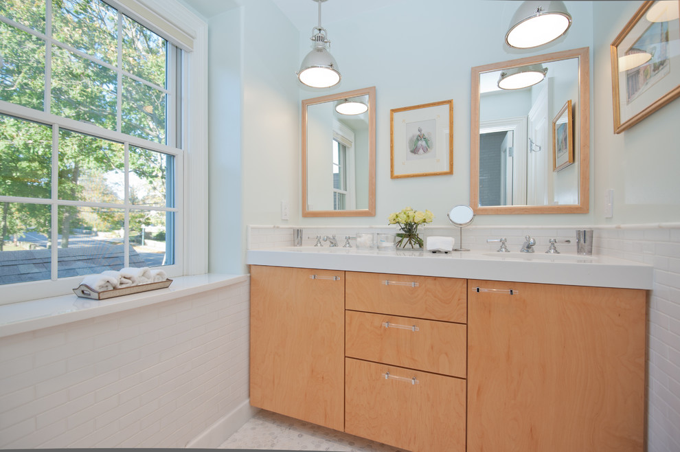 Modern Vanity Lighting Bathroom Contemporary with Double Hung Window Double