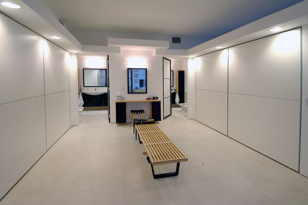 Modern Vanity Table Closet Modern with Bench Ceiling Lights Hidden1