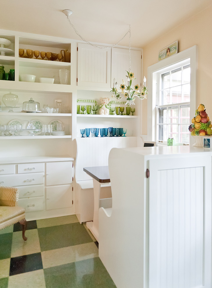 Modern Vinyl Flooring Kitchen Eclectic with Banquette Beige Wall Breakfast