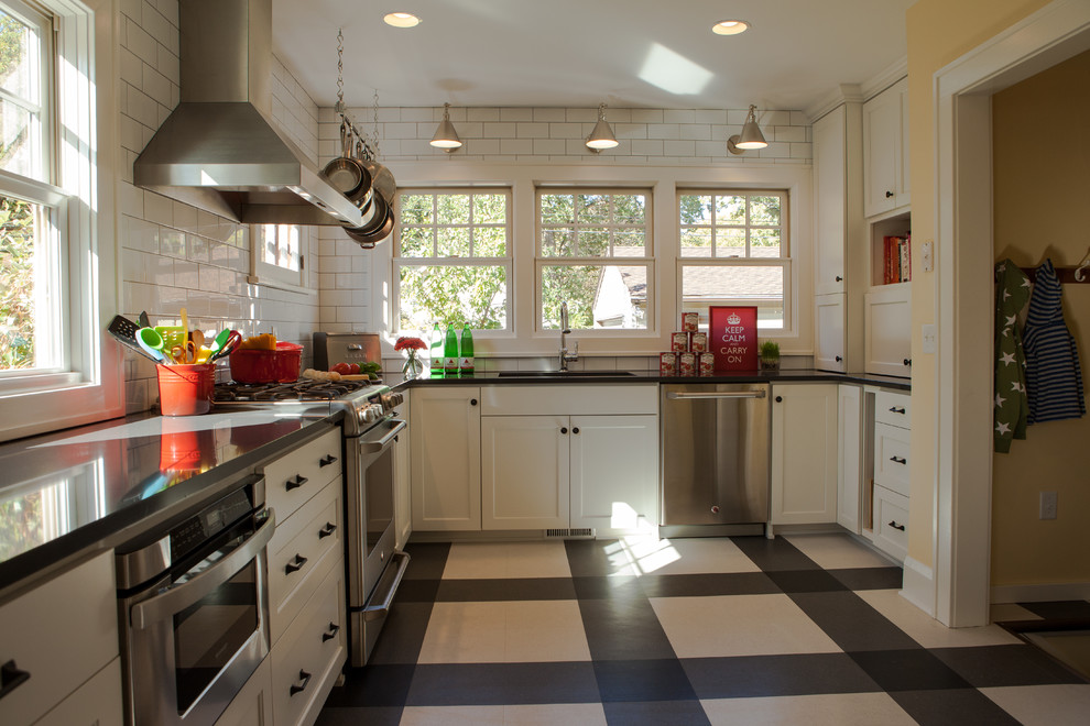 Modern Vinyl Flooring Kitchen Traditional with Beige and Black Floor