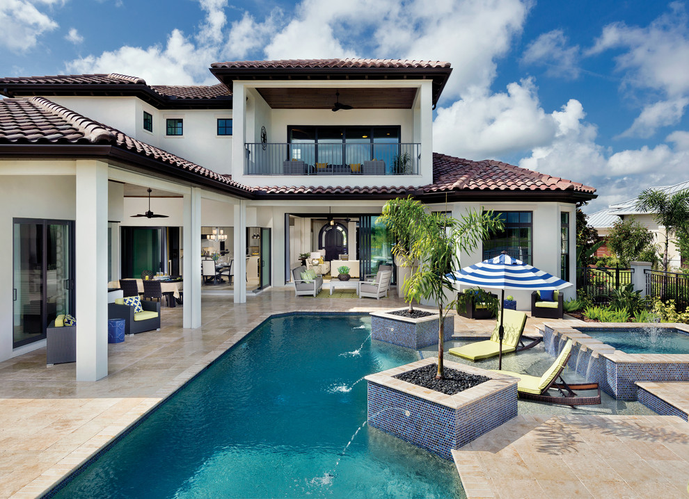 Modern Water Fountain Pool Mediterranean with Beautiful Pools Clay Tile
