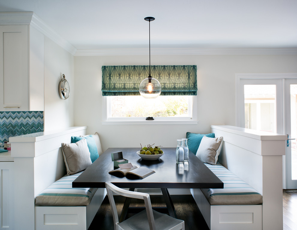 Modern Window Coverings Kitchen Contemporary with Banquette Beige Walls Built In