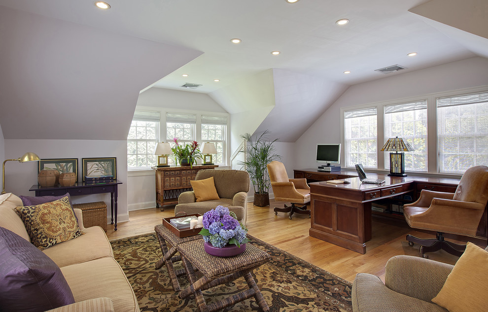 Modular Office Furniture Home Office Traditional with Accent Window Light Wood