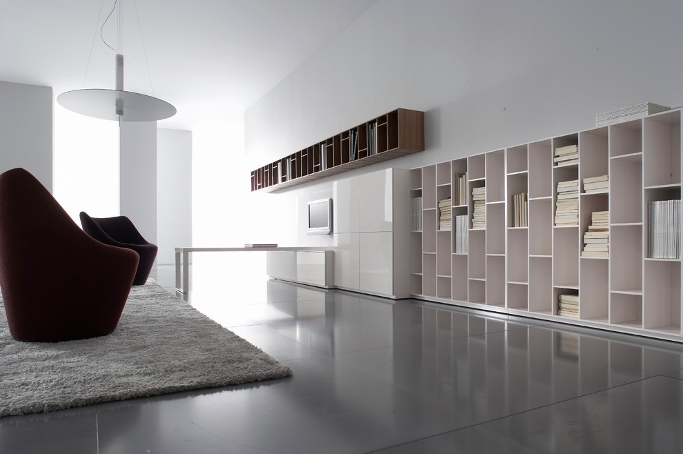 Modular Wall Unit Home Theater Contemporary with Anda Chair Book Look