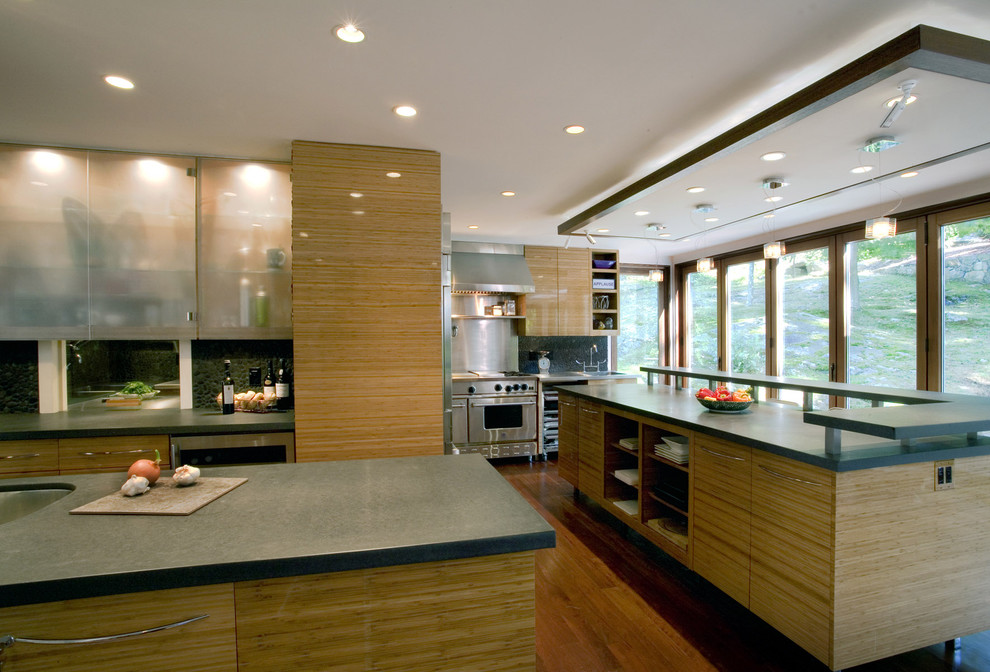 Morning Star Bamboo Flooring Kitchen Modern with Backlighting Ceiling Lighting Cove
