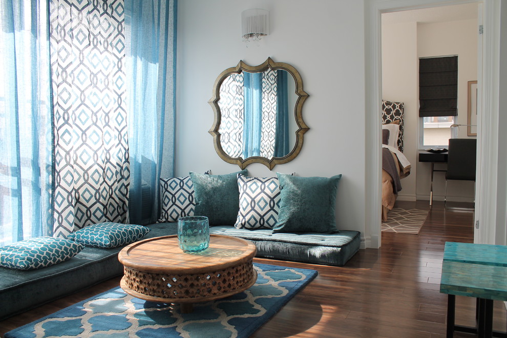 Moroccan Bedroom Furniture Living Room Contemporary with Blues Carved Wood Floor