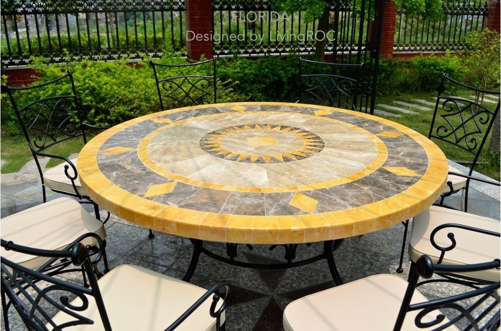 Mosaic Table Top Exterior Craftsman with Dining Table Patio Garden2