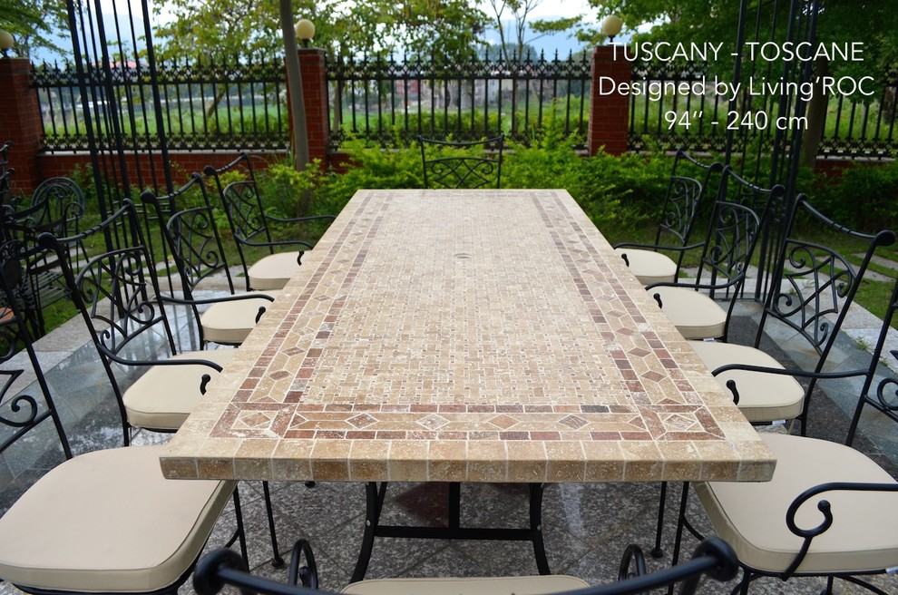 Mosaic Table Top Patio Mediterranean with Garden Marble Table Garden