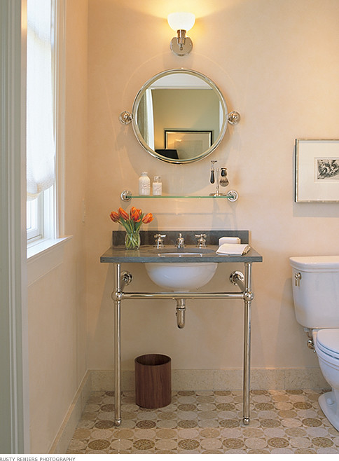 Mosaic Tile Pictures Bathroom Contemporary with Achromatic Bathroom Countertop Faucet