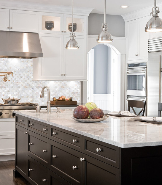 mother of pearl backsplash tile Kitchen Traditional with Mother of pearl backsplash