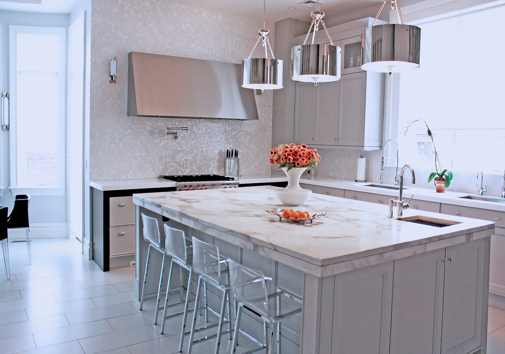 Mother of Pearl Chandelier Kitchen Contemporary with Chrome Drum Shades Double