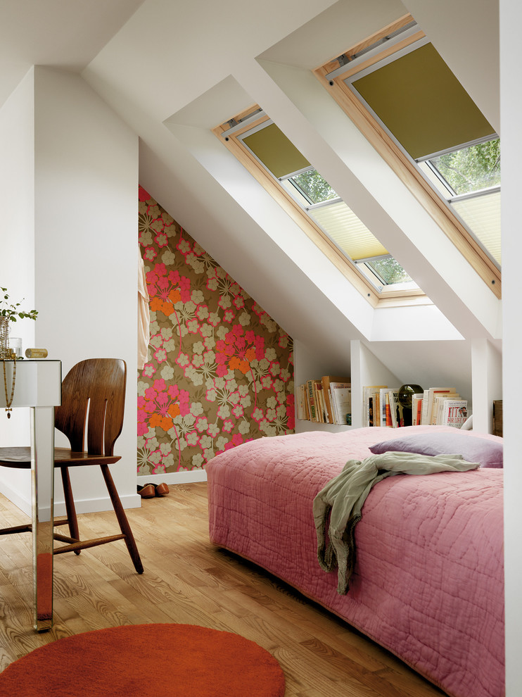 Motorized Window Shades Bedroom Contemporary with Attic Bedroom Blackout Built In