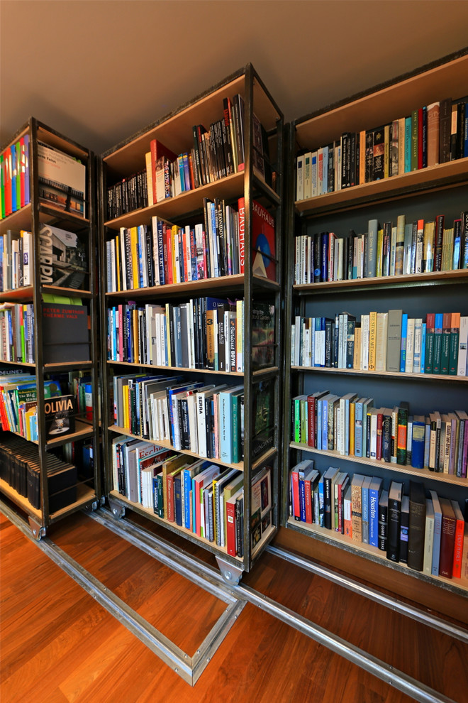 Movable Walls for Home Family Room Contemporary with Bookcases on Tracks Bookcases