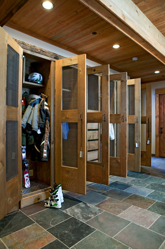 Mudroom Lockers with Doors Entry Rustic with Coat Closet Coat Cubby