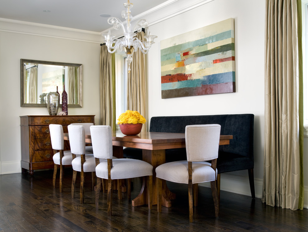 Murano Glass Chandelier Dining Room Contemporary with Art Band Banquette Bench