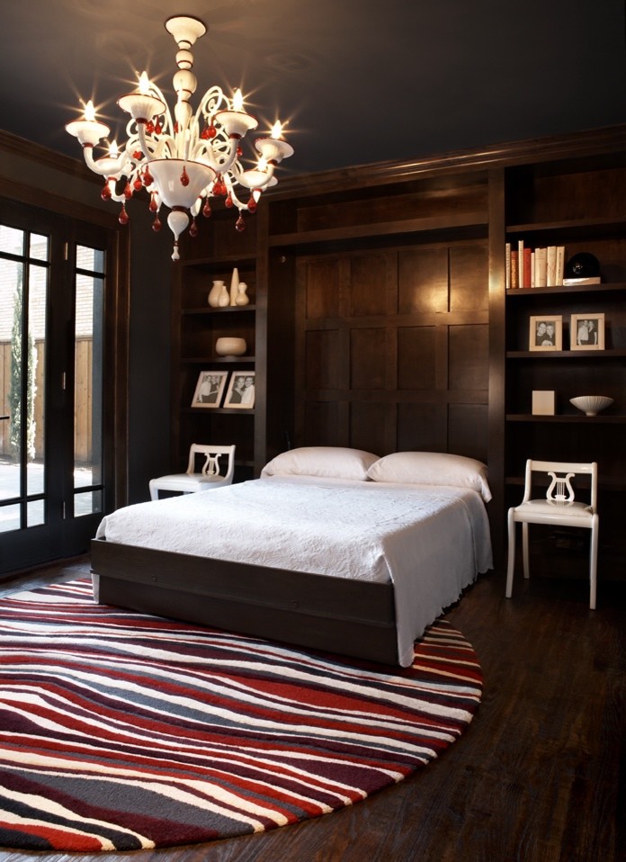 Murphy Bed Designs Bedroom Contemporary with Bedroom Built in Bookcases Chandelier