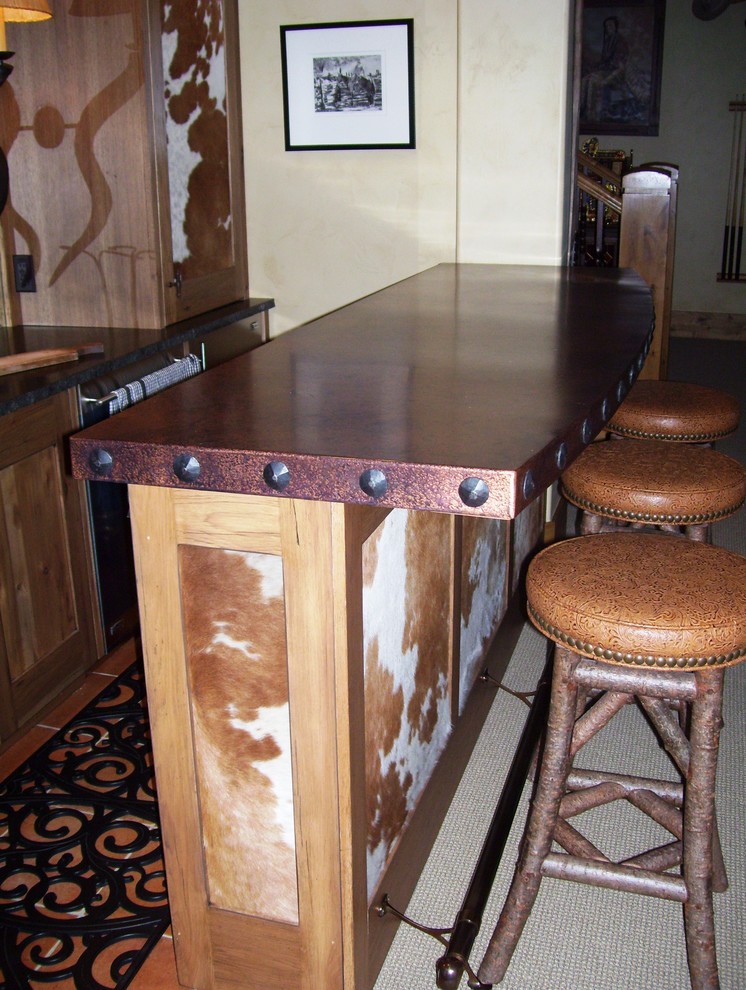 Nailhead Bar Stools Basement Rustic with Clavos Copper Copper Countertop