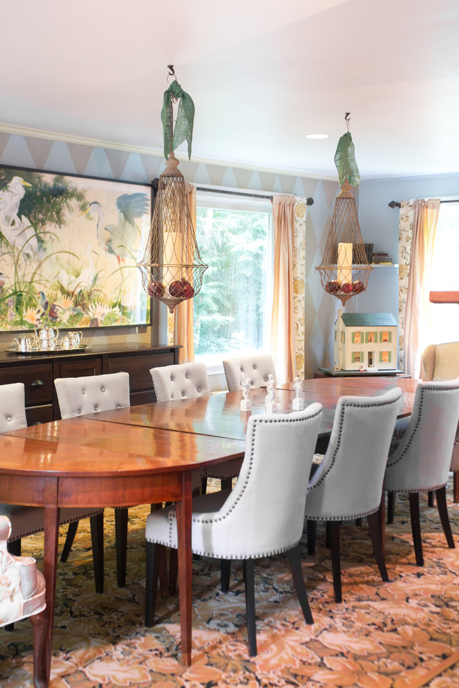 Nailhead Dining Chairs Dining Room Traditional with Bird Apinting Buffet Buffet