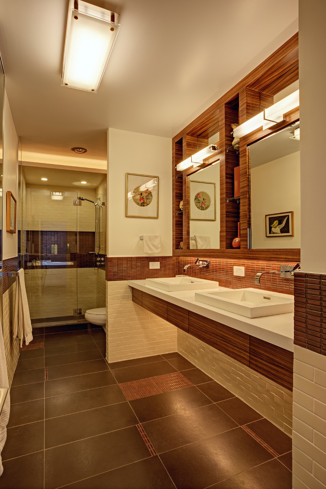 Narrow Bathroom Sinks Bathroom Contemporary with 3x6 Subway Tile Bathroom