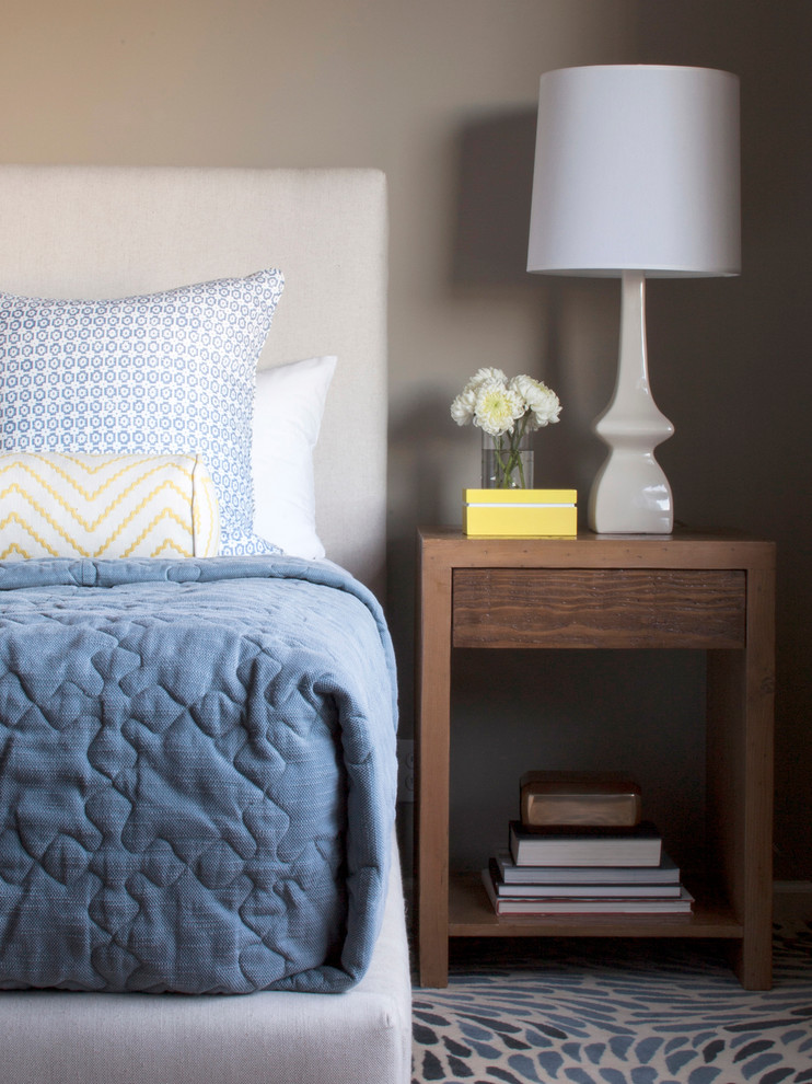 Narrow Bedside Table Bedroom Contemporary with Blue and Green Blue