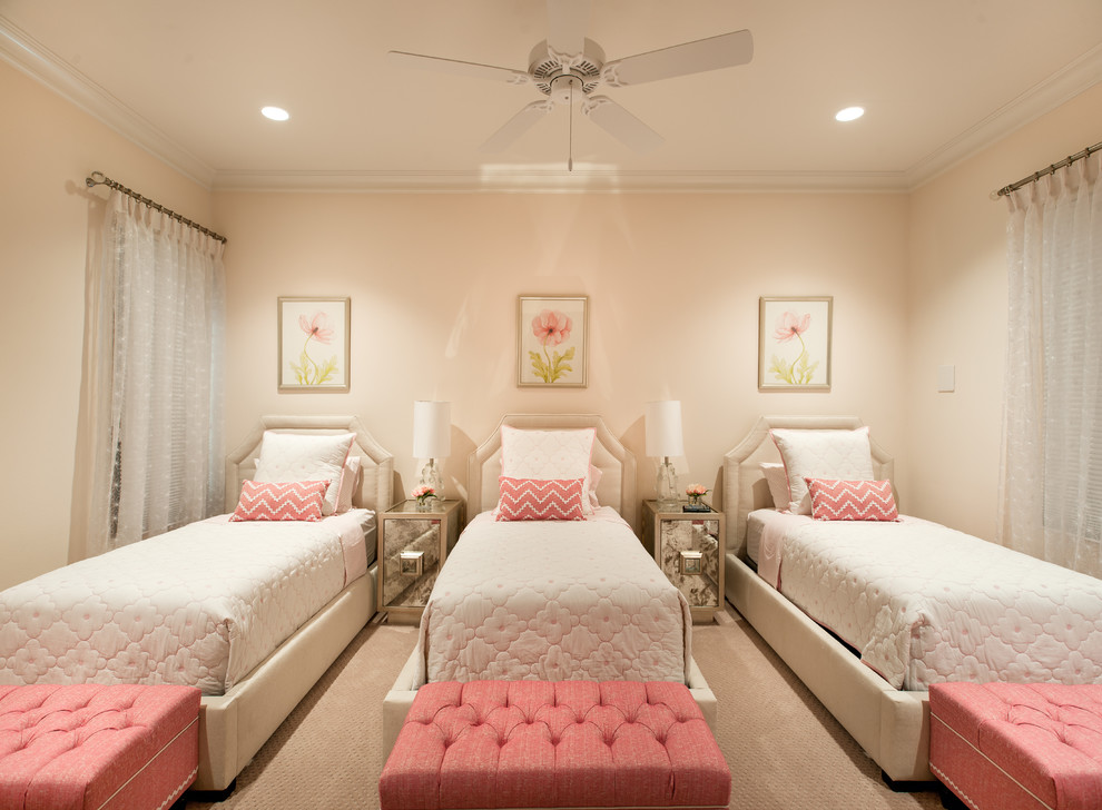 Narrow Bedside Table Bedroom Transitional with Ceiling Fan Curtains Feminine