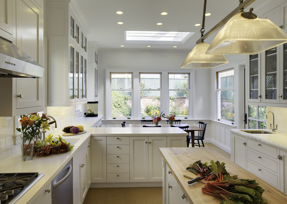 Narrow Counter Height Table Kitchen Traditional with Butcher Block Dining Area