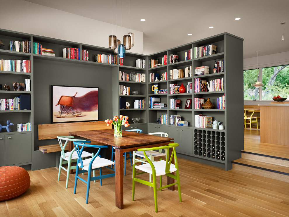 Narrow End Table Dining Room Contemporary with Bench Seat Gray Painted