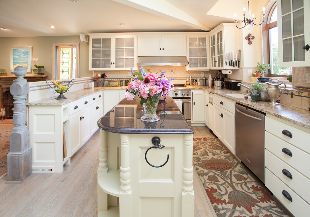 Narrow Kitchen Islands Kitchen Traditional with Arched Window Beige Countertop