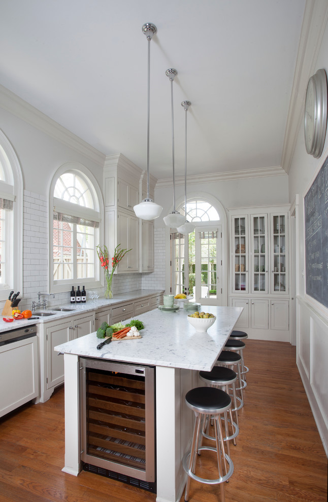 Narrow Kitchen Islands Kitchen Traditional with Arched Windows Chalkboard French