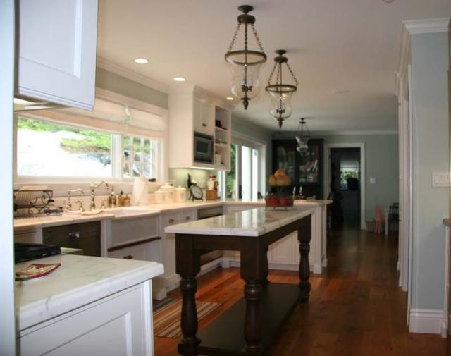 Narrow Kitchen Islands Kitchen Traditional with Area Rug Cabinets Clock