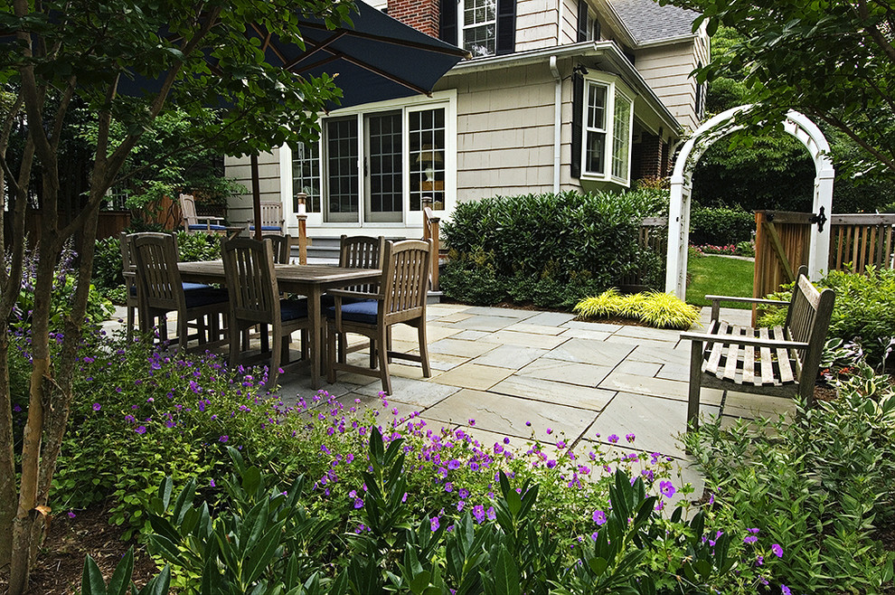 Natural Stone Pavers Landscape Traditional with Arbor Bay Window Entry