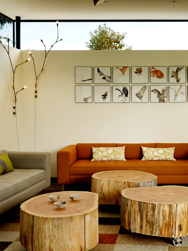 Natural Wood Coffee Tables Living Room Contemporary with Art Art Display Coffee