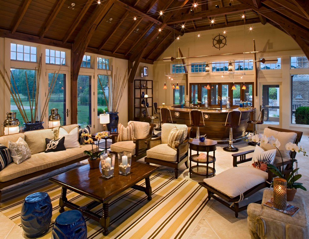 Nautical Living Room Ideas Living Room Traditional with Beige Armchair Beige Sofa