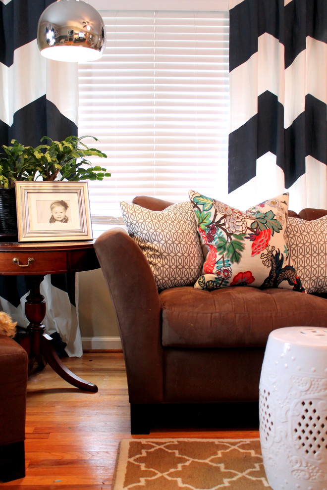 Navy and White Curtains Living Room Contemporary with Chevron Drapery Trellis Rug