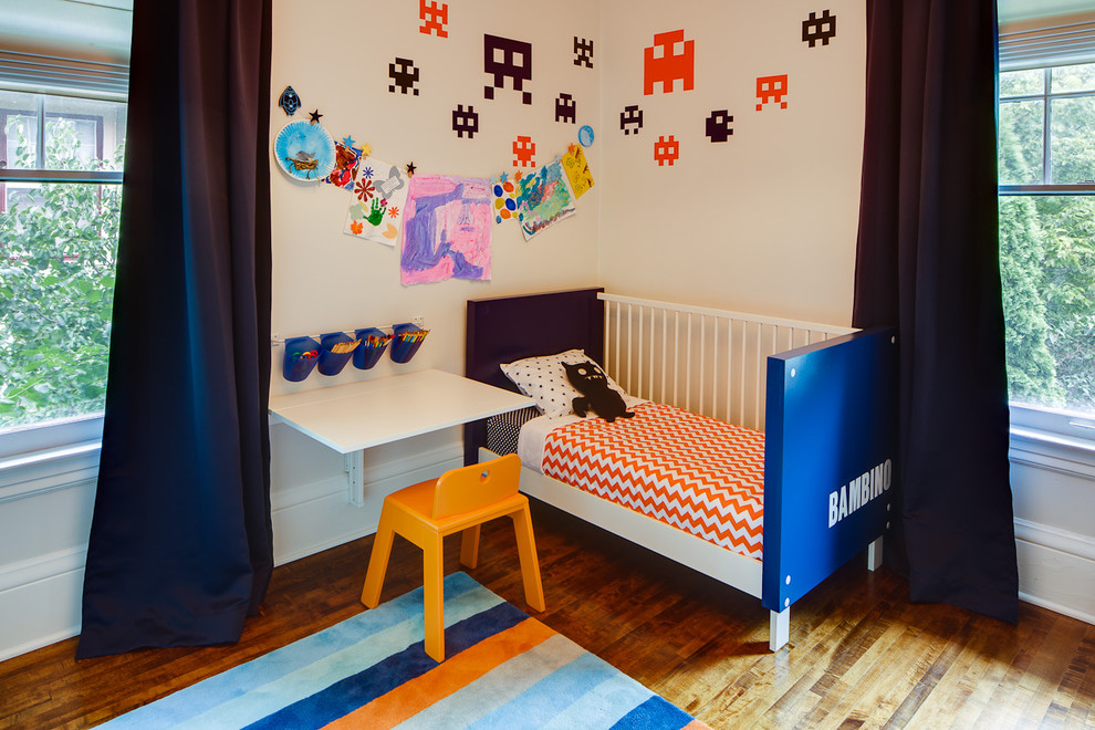 Navy Blue Curtains Kids Contemporary with Area Rug Artwork Bed