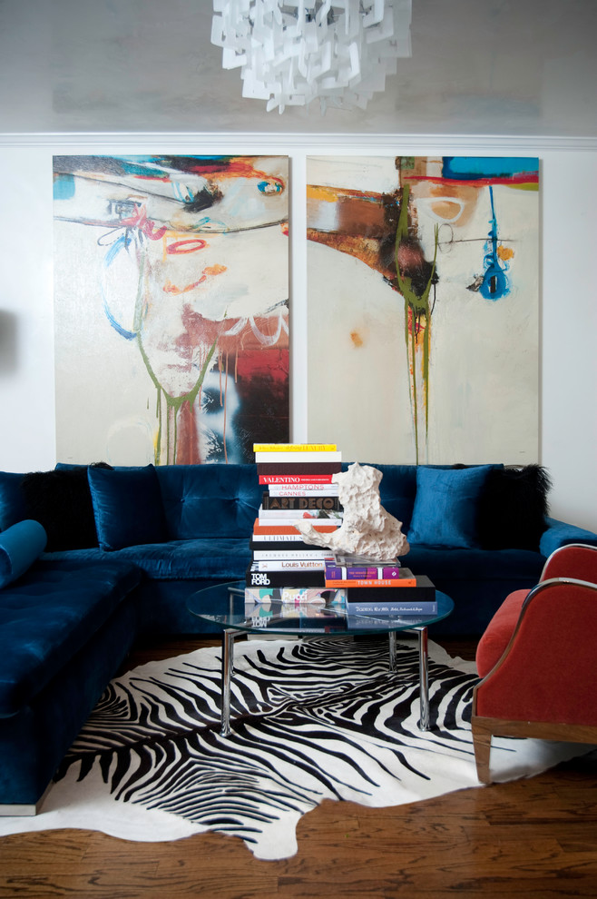 Navy Blue Sofa Living Room Contemporary with Abstract Art Blue Sectional1