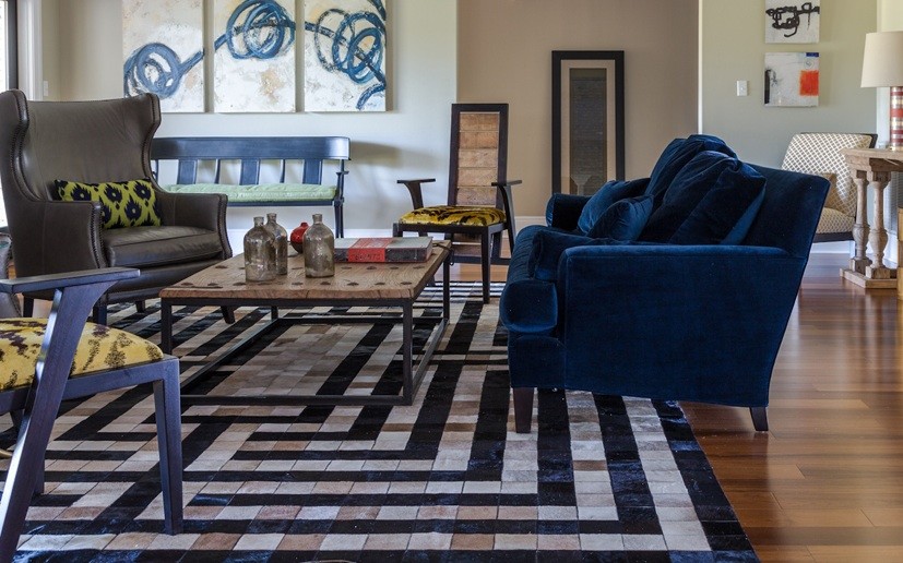 Navy Blue Sofa Living Room Eclectic with None 1