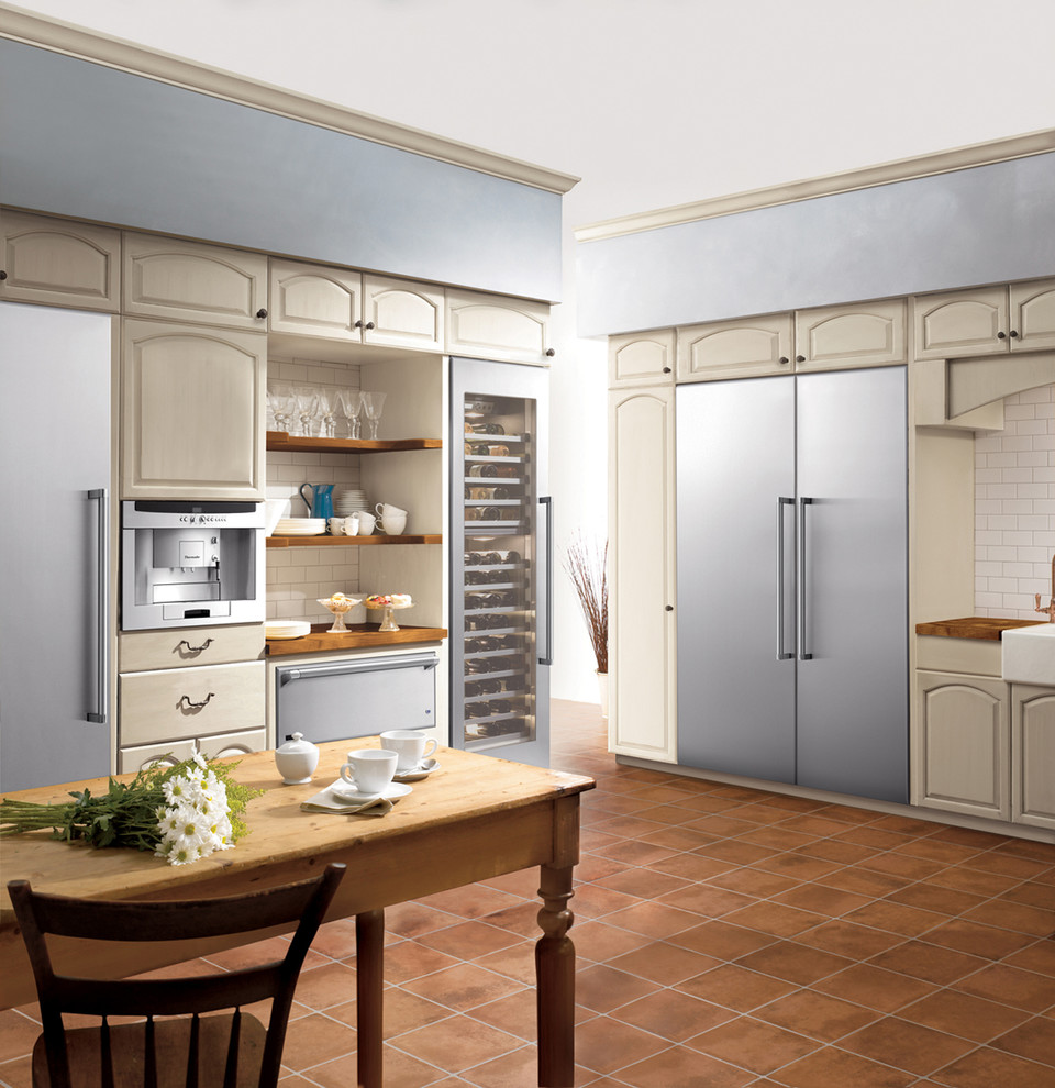 New Venetian Gold Granite Countertops Kitchen Rustic with Appliances Thermador 