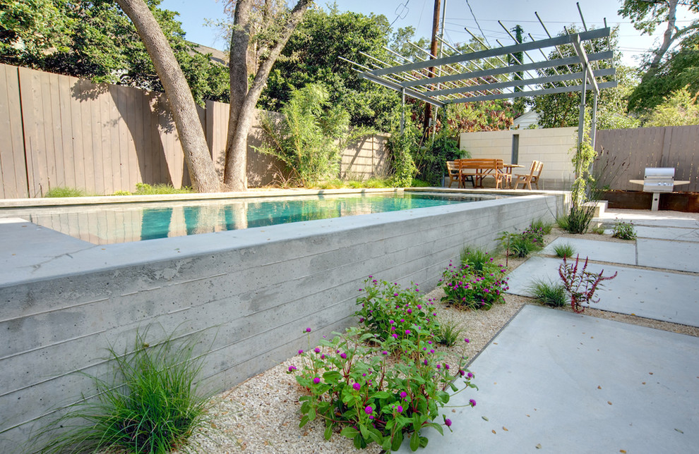 Nice Above Ground Pools Landscape Modern with Backyard Concrete Wall Grasses