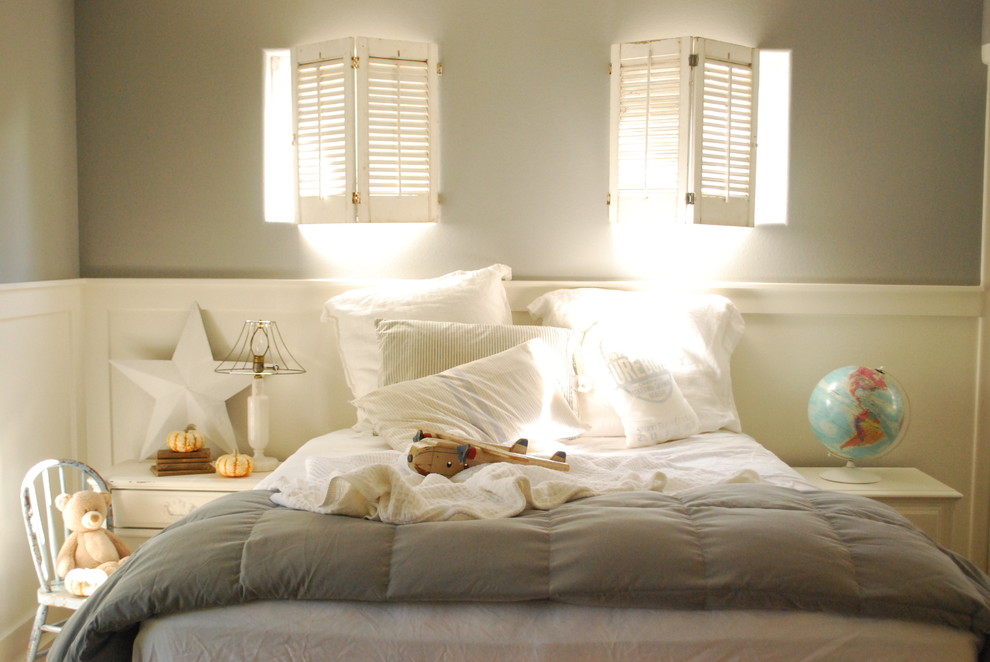 Norman Shutters vs Hunter Douglas Kids Traditional with Bedroom Bedside Table Distressed