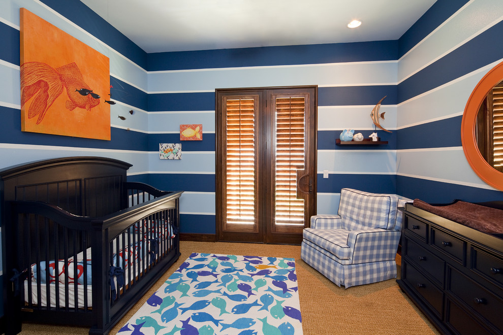 Nursery Themes for Boys Nursery Contemporary with Blue Dark Stained Wood